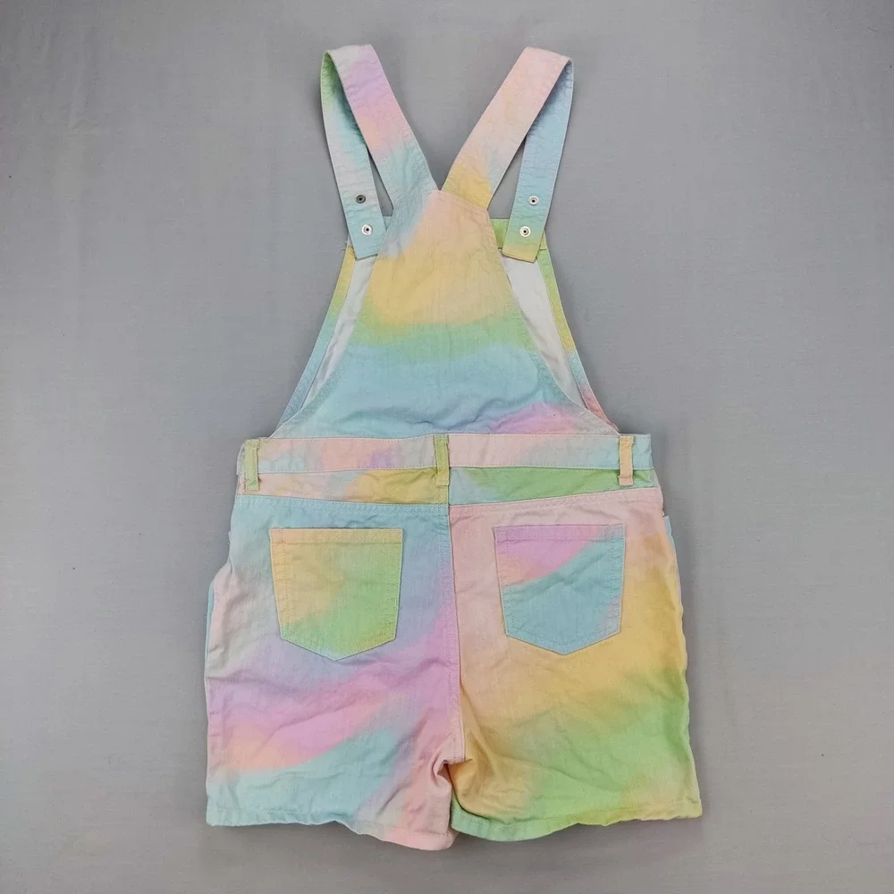 The Children's Place Shortalls Girls 14 Multicolor Tie Dye Denim Bib Overalls